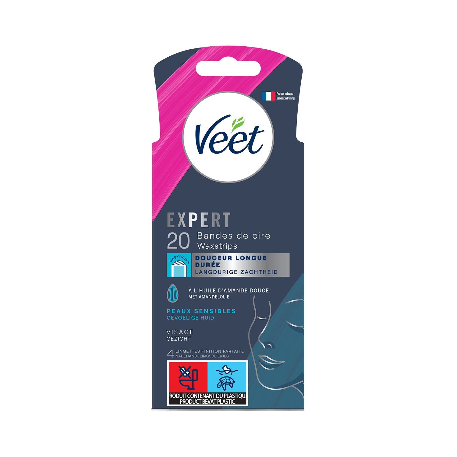 Veet Expert Bandes de cire froide pour peaux sensibles – Visage x20 | Veet